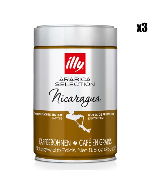 3 Boîtes de Café Grains Arabica Sélection Nicaragua - 3x250 gr